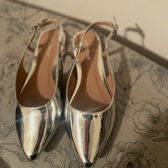 Lane Bryant Shoes - Flat sling shoes, silver women"s size 11